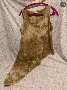 Oh my Gauze! Tie-Dye Asymmetrical Tank Top - Brown